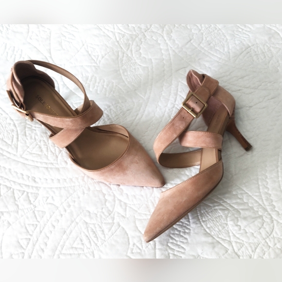 Sole Society Shoes - Sole Society nude suede heels.